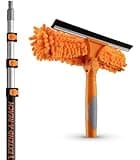 4-12 ft Window Washing Kit with Extension Pole (20+ Foot Reach) // Window Cleaning Tool & Window Washer Squeegee with Telescopic Extension Pole // Best Indoor Outdoor Window Washing Equipment