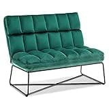 MCombo Loveseat Sofa Couch, Mid-Century Velvet Armless Settee, 2-Seater Upholstered Bench for Living Room Bedroom 4018 (Green)