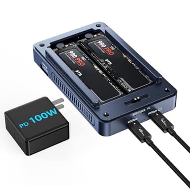 ACASIS Dual-Bay 40Gbps M.2 NVMe Raid SSD Enclosure, Cooling Fan, Only Compatible with USB4/40Gbps, Tool-Free, Aluminum Dock Dual Monitor, Support Software RAID, for M1/M2/Windows