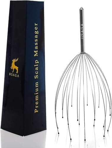 USAGA Head Massager Scalp Massager 20 Fingers Head Scratcher for Scalp Body Relaxing (Silvery)