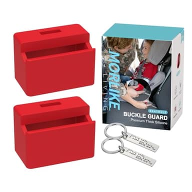 Morlike Silicone Seatbelt Secure Buckle Safety Cover Lock | Keep Children Safe in Car Seat and Prevent Kids from Accidentally Unbuckling | Buckle Guard Fits Almost Vehicles (red,2PACK)