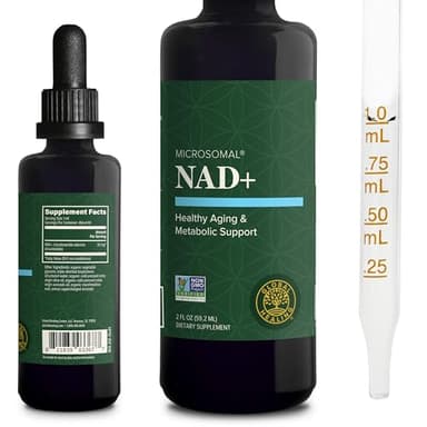 Global Healing Premium NAD+ Liquid Supplement - Sublingual NAD Drops - Liposomal NAD Plus Serum for Cellular Renewal - Nicotinamide Riboside Formula for Men & Women (2 Oz)