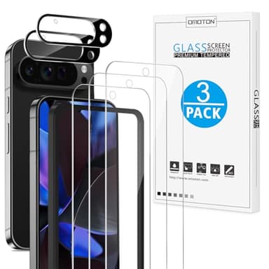 OMOTON 3+2 Pack for Google Pixel 9 Pro XL Screen Protector 6.8 Inch, 3 Tempered Glass Film & 2 Camera Lens Protector, Bubble-free, HD Clear, Not for 9 Pro/ 9