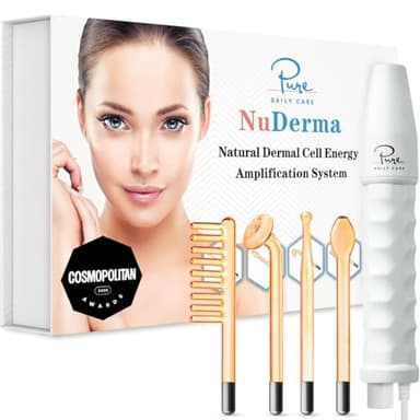 Pure Daily Care NuDerma Handheld Skin Therapy Wand Machine w/Neon – Anti-Aging - Skin Tightening - Wrinkle Reducing - Dark Circles – Clarifying - Hair & Scalp Stimulator