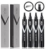 VOID Homme Beard Pen Filler for Men (Pack of 4) Instant Beard Pen & Filler Beard Pencil, Easy Beard Pen Liner, Beard Filler Pen for Beard Filling Pen Kit & Beard Marker, Waterproof Pen (Black)