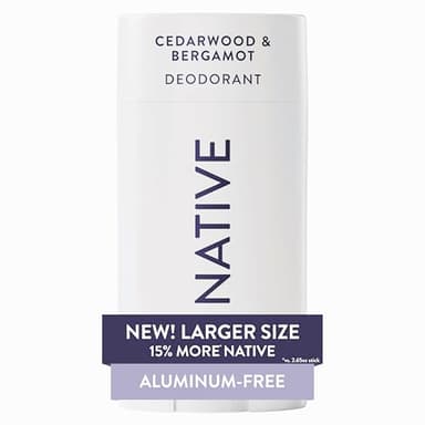 Native Aluminum Free Deodorant, Cedarwood & Bergamot, Large Size Stick, 72 Hour Odor Control, for Women & Men, Contains Naturally Derived Ingredients, 3.1 oz