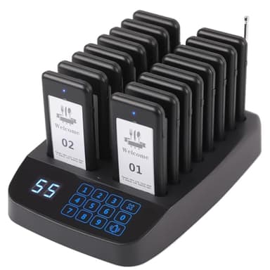LOUKIENE 16 Beepers Wireless Restaurant Pager System 500ft Range Calling Customers Waiting Pagers, Vibration Flash and Buzzer for Cafe Restaurant Food Trucks Churches Hospitals Hotels Eatery