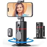 MQOUNY Auto Tracking Phone Holder,360° Rotation Phone Camera Mount Smart Shooting Tracking Holder with Remote Selfie Stick for iPhone Android Stabilizer Shooting Live,No App,Rechargeable
