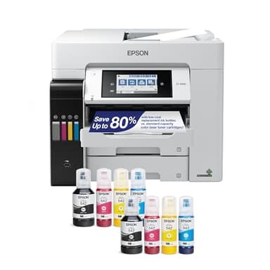 Epson EcoTank Pro ET-5850 Wireless Color All-in-One Supertank Printer with Scanner, Copier, Fax and Ethernet, White