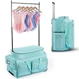 REMEIT Dance Bag with Garment Rack,28" Teal Dance Bag with Rack Dance Costumes Rolling Garment Bags For Travel, Garment Duffle Bag For Dance Competition Travel Bag with Garment Rack Cyan