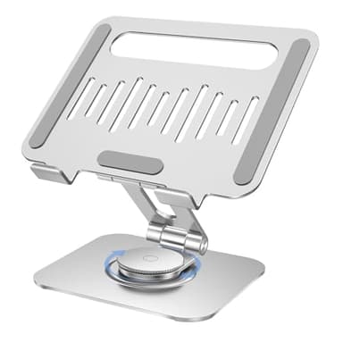 Gorablix Tablet Stand for Desk, 360° Swivel for iPad Holder, Aluminum Adjustable Tablet Holder, Compatible for iPad Pro Air Mini Surface Pro Samsung Galaxy Tabs Kindle, 4-12.9 inch, Silver