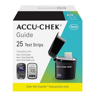 Accu-Chek Guide Glucose Test Strips for Diabetic Blood Sugar Testing (Pack of 25)