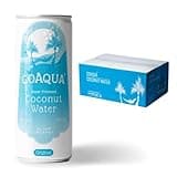 CoAqua Organic Coconut Water, 24 Pack, Natural Electrolytes for Hydration, Naturally Sweet Electrolyte Drink Potassium, Pure Coconut Water Not from Concentrate, Fat Free, Low Sugar, 8.4 Fl Oz Cans