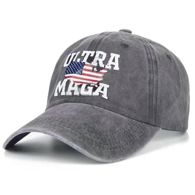 High End Ultra MAGA Hat American Flag Baseball Cap 2024 Trump Trucker Hat for Women Men Distressed Grey, X-Small-3X-Large