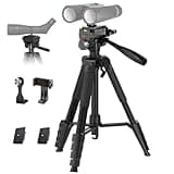 Binocular Tripod, 72” Spotting Scope Tripod Stand with Binocular Adapter and 2 QR Plates, Travel Camera Tripod with Phone Holder/Carry Bag, Compatible with Binoculars/Spotting Scope/Camera/Phone