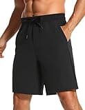 CRZ YOGA Men's Linerless Workout Shorts - 9'' Quick Dry Running Sports Athletic Gym Shorts with Pockets Black Medium
