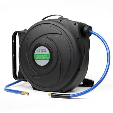 DYNAMIC POWER Elite Retractable Air Hose Reel with 3/8-Inch by 50-Feet PU Air Hose exceptional resistance to abrasion, oil, and weather - DP-HR5-315