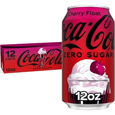 Coca-Cola Zero Sugar Cherry Float Soda Soft Drink Cans, 12 fl oz, 12 Pack