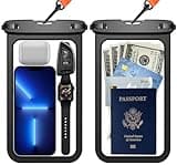 Temdan 2 Pcs Waterproof Phone Pouch, [Up to 10" Large] Universal IPX8 Waterproof Cell Phone Case Dry Bag with Lanyard for iPhone 16 Pro Max/16E/15/14/13,Galaxy S25 Ultra/S24/S23 for Vacation -Black
