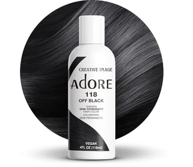 Adore Semi Permanent Hair Color (118 Off Black) | Vegan & Cruelty-Free Black Hair Dye | No Ammonia, No Peroxide, No Alcohol | 4 Fl Oz