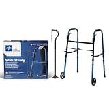 Medline Walker and Cane Combo Kit for Caregivers, Seniors and Adults: Mobility Aid for Seniors, Adults with Leg or Foot Injuries - 1 Ct.