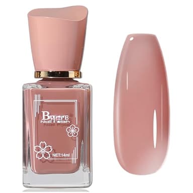 KAHSOSE Nude Pink Nail Polish No UV Light Needed-Air Dry Pink Nude Nail Polish Non Gel-Non Toxic Nude Pink Polish for Women & Girls, 14ML, Cruelty Free