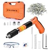 Concrete Nail Gun with 120 Round Nails,Portable 5 Speed Nail Gun Kits,Adjustable Manual Steel Nail Gun Tool with Gloves,Brush,Glasses,Earplugs