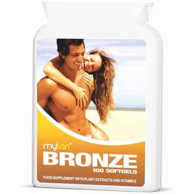 MyTan Bronze Tanning Pills | 100 Softgels | Sunless Tan Supplement | with Astaxanthin Lutein Lycopene and More | Over 7-Week Supply