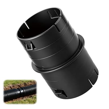 4" Universal Pipe Connector, Corrugated to PVC Pipe Adapter, Yard Drainage Coupler for Sump Pump Discharge & Downspout Extensions, Fits 4" SCH 40, 4" SDR 35 & 4" Corrugated Pipe - Black