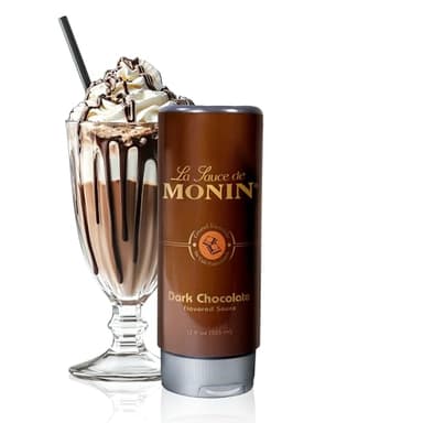 Monin - Gourmet Dark Chocolate Sauce, Velvety and Rich, Great for Desserts, Coffee, and Snacks, Gluten-Free, Non-GMO (12 Ounce)