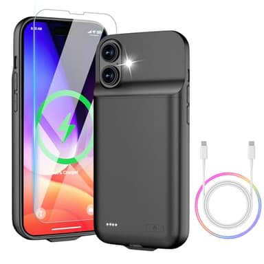 Battery Case for iPhone 16 - Slim Charging Case, Dual 15W Fast Charging- Enhanced 8600mAh Rechargeable Case Priority Charging Anti-Scratch Premium Protective Battery Charger Case for iPhone 16 (6.1")