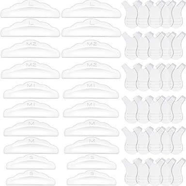 Maitys 20 Pieces Lash Lift Pads Rods Silicone Eyelash Perming Curler and 30 Pieces Y Shape Eyelash Brush, Silicone Perming Curler Makeup Tools, Reusable Lash Lifting Pads(Clear)