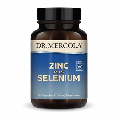 Dr. Mercola Zinc Plus Selenium - Mineral Blend Supplement - for Immune, Brain & Respiratory Support - Contains Zinc Glycinate Chelate & Copper - GMO-Free & Gluten-Free - 30 Capsules (30 Servings)