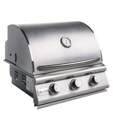 Blaze Prelude LBM Built-in Natural Gas Grill | 25-Inch 3-Burner BBQ with 42,000 BTUs | 304 Stainless Steel Construction | Flame Stabilizing Grids BLZ-3LBM-NG