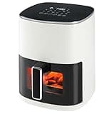 OLIXIS Air Fryer 6 Quart with Window Square Air Fryer 12-in-1 Air Fry, Roast, Reheat, Dehydrate, Bake, Steam, Fries, Custard, Chicken, Wings, Sea Food, Vegetabels,400F Beige