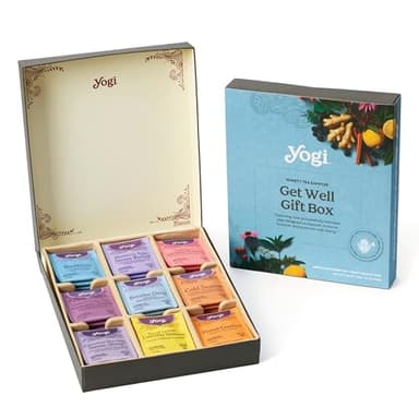 Yogi Organic Tea Sampler - Mother’s Day Gifts - 5 Tea Bags per Flavor (45 Tea Bags) - Delicious Wellness Immunity Teas - 9 Herbal Teas - Caffeine-Free Teas