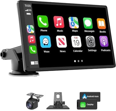 Carplay Screen for Car, 7'' Wireless CarPlay & Android Auto- Upgrade Portable Touchscreen with Bluetooth, Mirror Link, Voice Control, Hands-Free Calling Car Play Screen Stereo for All Vehicles