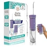 GuruNanda Compact Dental Water Flosser - Travel Size Oral Irrigator with Smart Timer & 2 Floss Tips - 180ml Tank - Lavender