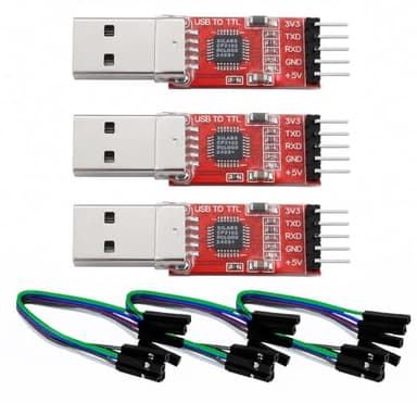 HJHYUL CP2102 USB to TTL Serial Adapter – USB 2.0 to 5Pin UART Converter Module with 3.3V/5V Output, STC Compatible, Includes Jumper Wires – for Arduino, ESP8266, STM32, DIY Projects (3-Pack)
