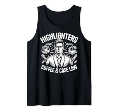 Highlighters Coffee and Case Law Law Student Tank Top