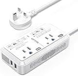 US to UK Plug Adapter 2000W Travel Voltage Converter 220V to 110V Converter with 2 USB Ports and Type G Adapter for Hair Dryer/Curling Iron/Phone for UK Ireland Scotland Hong Kong (White)