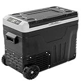 EUHOMY 12 Volt Refrigerator, 53QT(50L) Electric Cooler, Portable Freezer 12V/24V DC 110-240V AC, 12V Fridge -4℉~68℉, 12V Cooler with Wheels & 2 Baskets for Travel, Truck, Boat, Camping