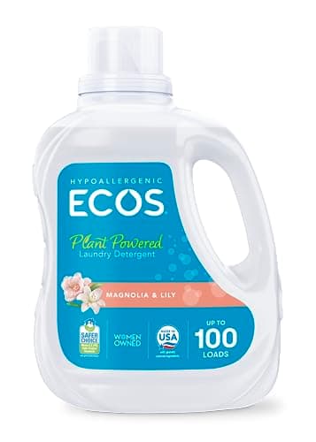 ECOS Laundry Detergent Liquid, 100 Loads - Dermatologist Tested Laundry Soap - Hypoallergenic, EPA Safer Choice Certified, Plant-Powered - Magnolia Lily, 100 Fl Oz