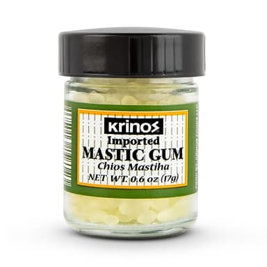 Krinos Greek Mastic Gum: Rich History, Piney Flavor, Culinary Treasure | Chios Island PDO Product, 17g jar