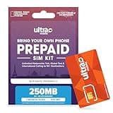 $15/mo. Ultra Mobile Prepaid Phone Plan with Unlimited Talk, Text and 250MB of 5G • 4G LTE Data (SIM Card Kit)