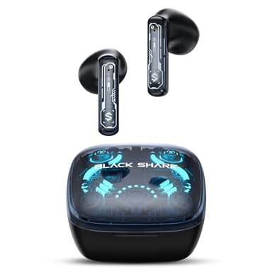 Black Shark True Wireless Gaming Earbuds, Bluetooth 5.3 with Music Mode, 30 Hours Playback Time, Clear Stereo Calls in-Ear Headphones for Android/Phone/Computer - Lucifer T15