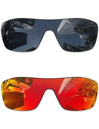 Combine8 2 Pieces Ploarized Replacement Lenses for Oakley Turbine Rotor OO9307 Sunglasses - Black + Fire Red