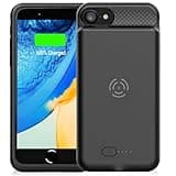 GIN FOXI Wireless Battery Case for iPhone 8/7/6s/6/SE 2020/SE 2022, Slim 5000mAh QI Wireless Charging Battery Case Protective Rechargeable Battery Charging Case for iPhone SE/8/7/6s/6-4.7" Black