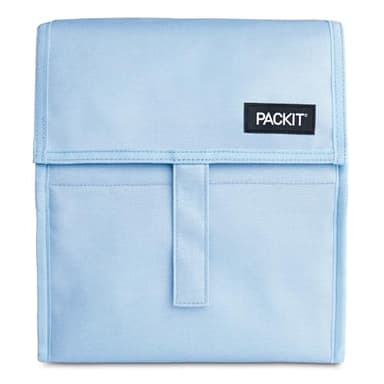 PackIt Freezable Lunch Bag, Sky Blue, Built with EcoFreeze Technology, Foldable, Reusable, Zip and Fold Closure with Buckle Handle, Designed for Work Lunches and Fresh Lunch On the Go