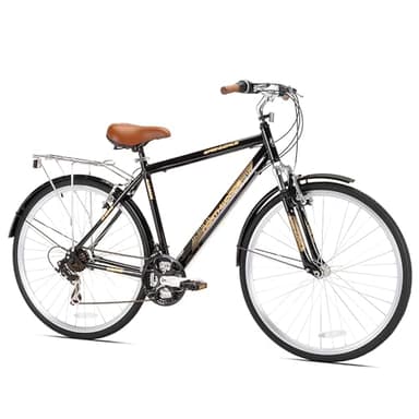 Kent International Springdale Hybrid Bicycle, Black - 700c ‎Hybrid Bike with 21-Speed Rear Shimano Derailleur Drivetrain - Lightweight Mountain Bike with Aluminum Frame for Premium Cycling - Men